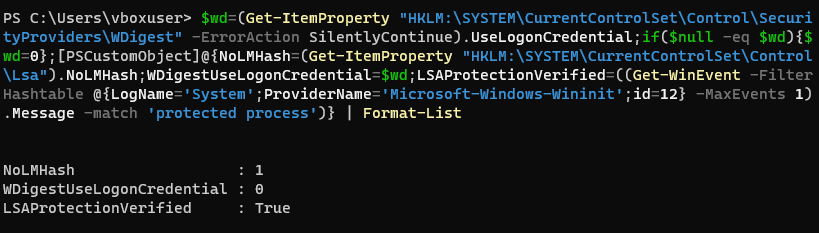 Windows credential protections verification